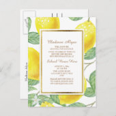 Gele leemons Groene Leidingen Witte Boompartij Uitnodiging Briefkaart (Voorkant / Achterkant)