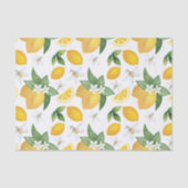 Gele leemons laten witte bloemen Rustisch Tissuepapier (Voorkant)