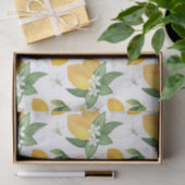 Gele leemons laten witte bloemen Rustisch Tissuepapier (Geschenk)