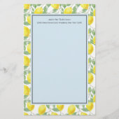 Gele leemons met groen lederen patroon briefpapier (Voorkant)