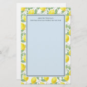 Gele leemons met groen lederen patroon briefpapier (Voorkant / Achterkant)