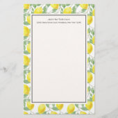 Gele leemons met groen lederen patroon briefpapier (Voorkant)