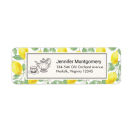 Gele leemons met groen lederen patroon etiket
