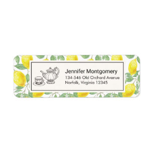 Gele leemons met groen lederen patroon etiket