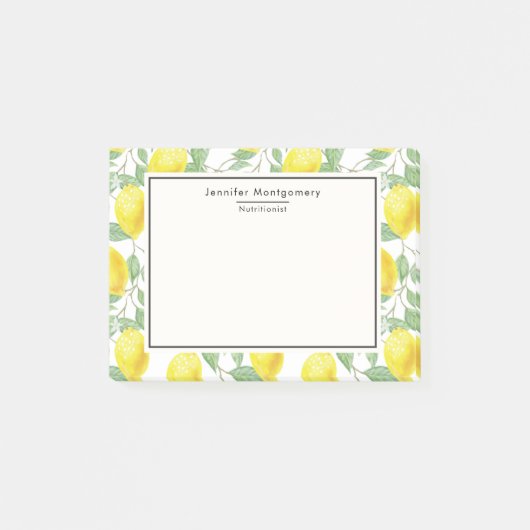 Gele leemons met groen lederen patroon post-it® notes (Voorkant)