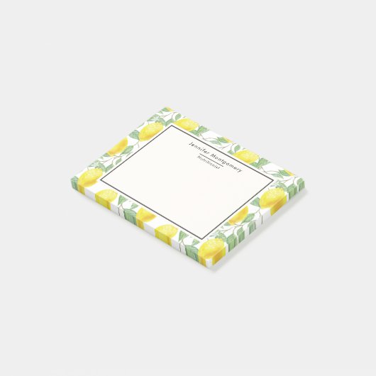 Gele leemons met groen lederen patroon post-it® notes (Schuin)
