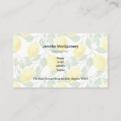 Gele leemons met groen lederen patroon visitekaartje (Achterkant)