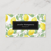 Gele leemons met groen lederen patroon visitekaartje (Voorkant)