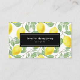 Gele leemons met groen lederen patroon visitekaartje