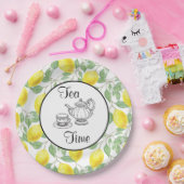 Gele leemons met groene lederen Patroontijd Papieren Bordje (Feest)