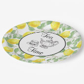 Gele leemons met groene lederen Patroontijd Papieren Bordje (Gekanteld)