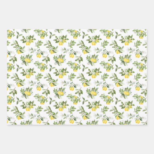 Gele leemons op de wijnstok inpakpapier vel (Voorkant 3)