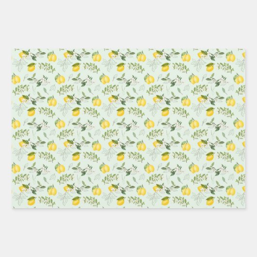 Gele leemons op de wijnstok inpakpapier vel (Voorkant 2)
