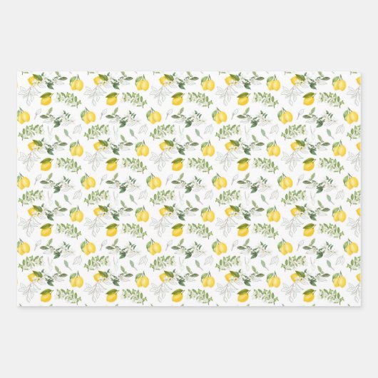 Gele leemons op de wijnstok inpakpapier vel (Voorkant)