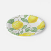 Gele leemons voor wijnontwerp papieren bordje (Gekanteld)