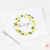 Gele leemons Waterverf fruitpatroon Dank u wel Ronde Sticker (Envelop)