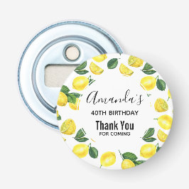 Gele leemons Waterverf Vruchtpatroon Birthday Button Flesopener