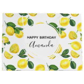 Gele leemons Waterverf Vruchtpatroon Birthday Groot Cadeauzakje (Achterkant)