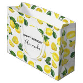 Gele leemons Waterverf Vruchtpatroon Birthday Groot Cadeauzakje (Achterkant Gekanteld)