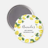 Gele leemons Waterverf Vruchtpatroon Birthday Magneet (Voorkant / Achterkant)