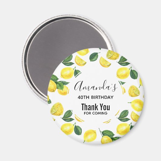 Gele leemons Waterverf Vruchtpatroon Birthday Magneet (Voorkant / Achterkant)