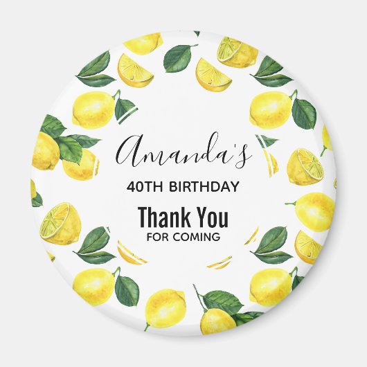 Gele leemons Waterverf Vruchtpatroon Birthday Magneet (Voorkant)