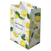 Gele leemons Waterverf Vruchtpatroon Birthday Medium Cadeauzakje (Achterkant Gekanteld)