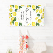 Gele leemons Waterverf Vruchtpatroon Birthday Spandoek (Insitu)