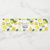 Gele leemons Waterverf Vruchtpatroon Birthday Waterfles Etiket (Enkel label)