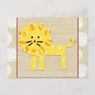Gele leeuw met witte pooldots briefkaart