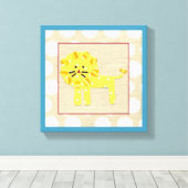 Gele leeuw met witte pooldots canvas afdruk (Insitu (Houten vloer))