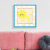 Gele leeuw met witte pooldots canvas afdruk (Insitu (Woonkamer))