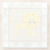 Gele leeuw met witte pooldots glazen onderzetter (Achterkant)