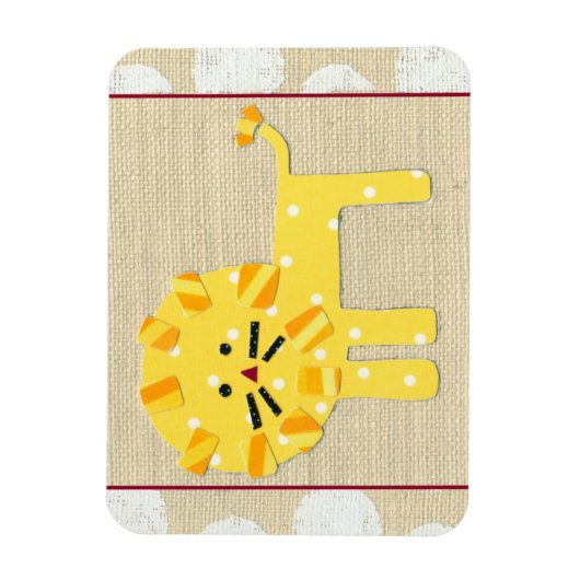 Gele leeuw met witte pooldots magneet (Verticaal)