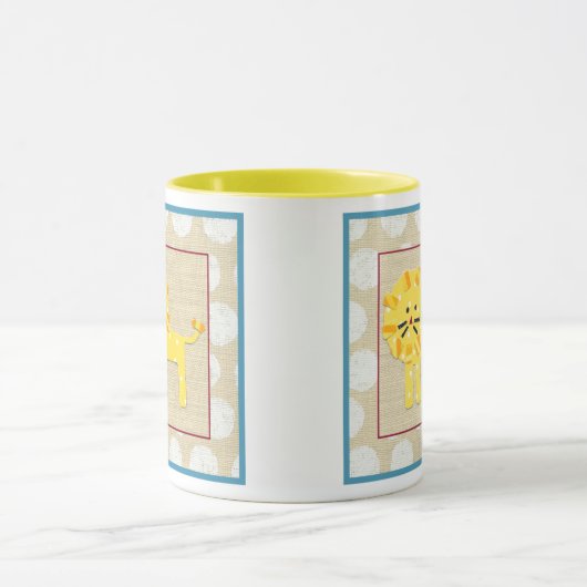 Gele leeuw met witte pooldots mok (Midden)