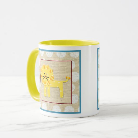 Gele leeuw met witte pooldots mok (Voorkant links)
