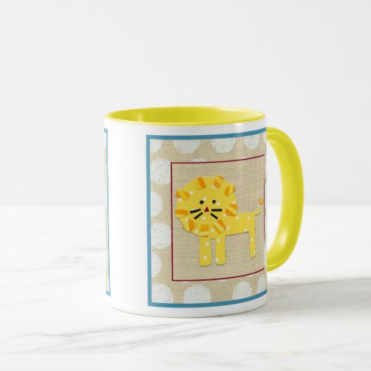 Gele leeuw met witte pooldots mok (Voorkant rechts)