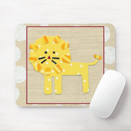 Gele leeuw met witte pooldots muismat (Met muis)