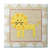 Gele leeuw met witte pooldots tegeltje (Voorkant)