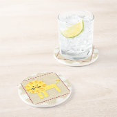 Gele leeuw met witte pooldots zandsteen onderzetter (Zijkant)