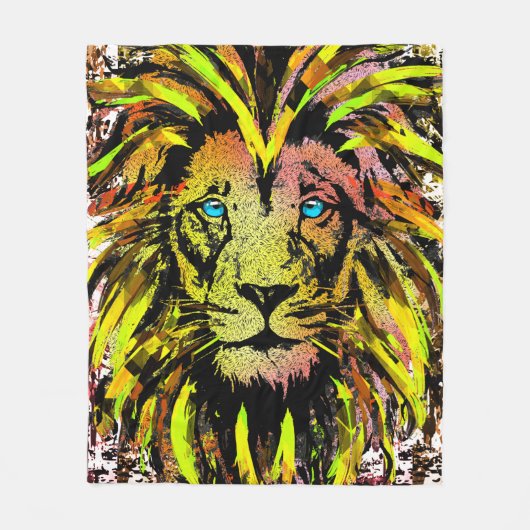 Gele leeuwenkop Fleece Blanket - Lion Fleece (Voorkant)