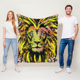 Gele leeuwenkop Fleece Blanket - Lion Fleece Deken