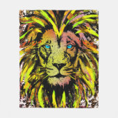 Gele leeuwenkop Fleece Blanket - Lion Fleece Deken (Voorkant)