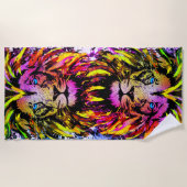 Gele leeuwenkop - Lion Face - Lion Beach Towel Strandlaken (Voorkant)