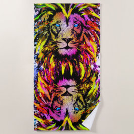 Gele leeuwenkop - Lion Face - Lion Beach Towel Strandlaken
