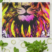Gele leeuwenkop - Lion Face - Lion Kitchen Towel Theedoek (Gevouwen)