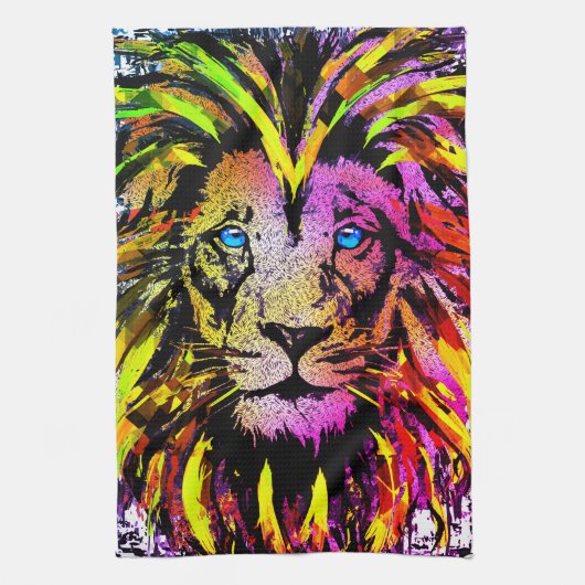 Gele leeuwenkop - Lion Face - Lion Kitchen Towel Theedoek (Verticaal)