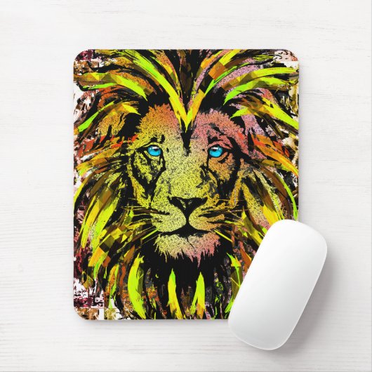 Gele leeuwenkop Muismat - Lion Mousepad (Met muis)