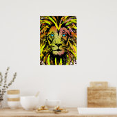 Gele leeuwenkop Poster afdrukken - Lion Face Poste (Keuken)
