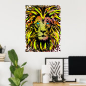 Gele leeuwenkop Poster - Liongezicht (Thuiskantoor)